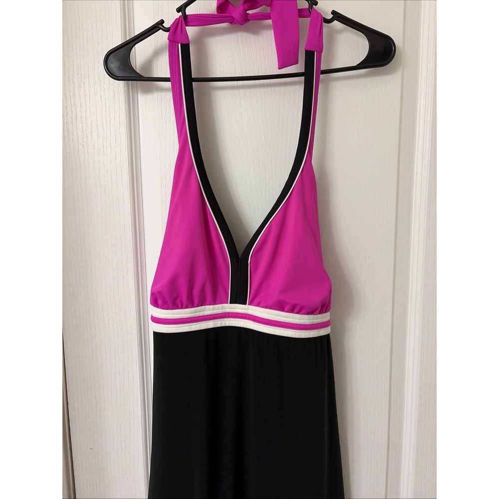 Catalina Pink Magenta And Black Print One-Piece Swim Dress Size 2X - Picture 2 of 5